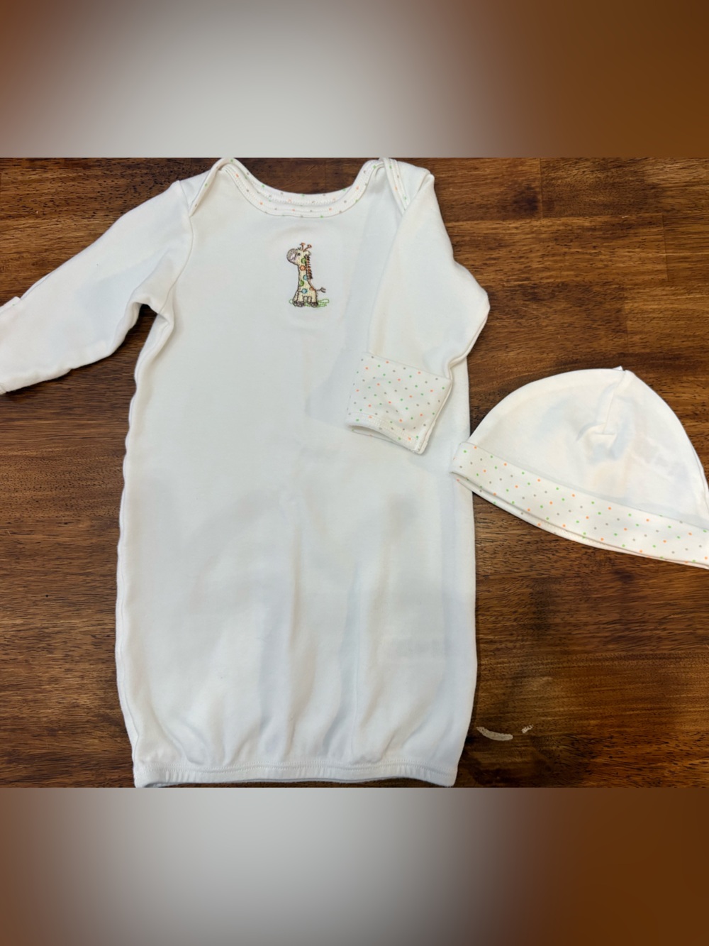 Little Me Sleeper Gown with embroidered Giraffe and Hat Set